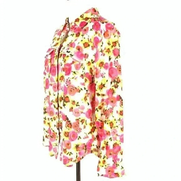 Ann Taylor top size 6 pink 28% silk floral - Picture 10 of 13